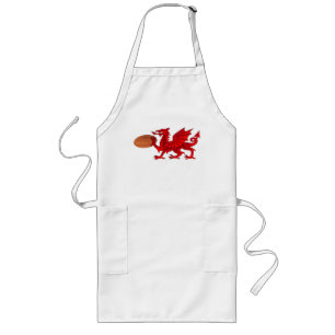 Welsh Dragon met een Rugby Ball Kitchen Apron Lang Schort