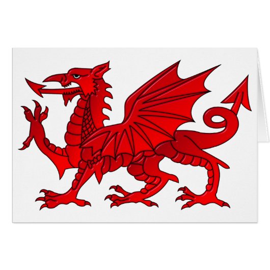 Welsh Dragon met Kaart Schuine kant (Voorkant Horizontaal)