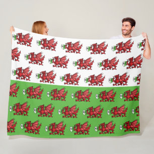Welsh Dragon Monogram Fleece Deken