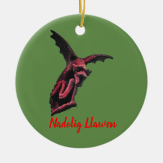 Welsh Dragon Nadolig Llawen bywhacky Keramisch Ornament