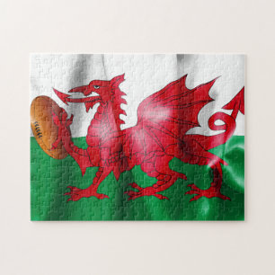 Welsh Dragon Rugby Ball Flag Legpuzzel