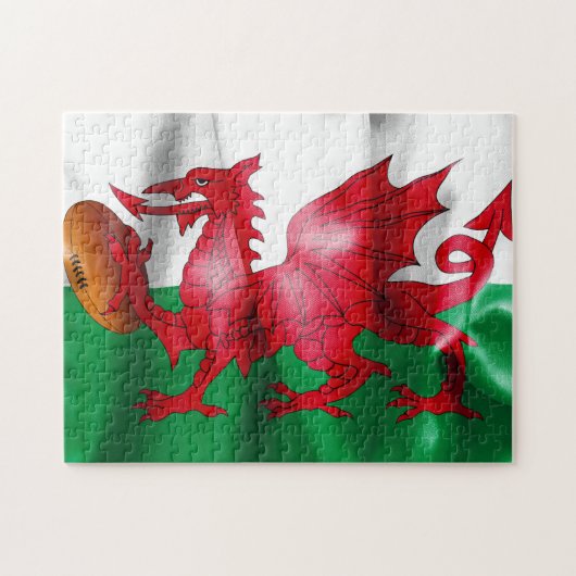 Welsh Dragon Rugby Ball Flag Legpuzzel (Horizontaal)