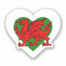 Welsh Dragon / Wales Flag Heart Sticker