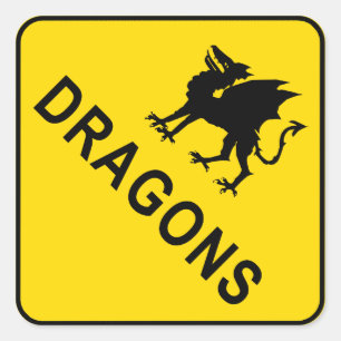 Welsh Dragon Warning Sign. Vierkante Sticker