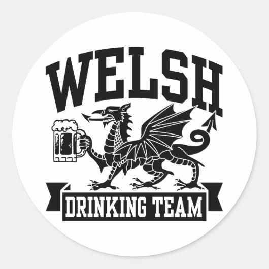 Welsh Drink Team Ronde Sticker (Voorkant)