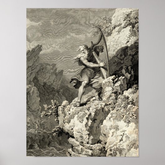 Welsh Druid die de Harp speelt Poster (Voorkant)