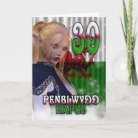 Welsh Engels Verjaardag Kaart, Penblwydd Hapus