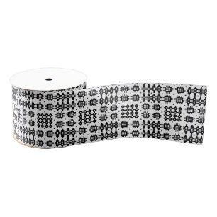 Welsh Faux Tapestry Black, White Grosgrain Ribbon Lint