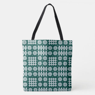 Welsh Faux Tapestry White op Donkergroen Draagtas