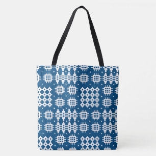 Welsh Faux Tapestry White op Navy Blue Tote Bag