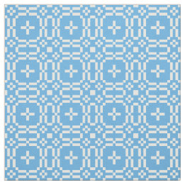 Welsh Faux Tapestry White op Sky Blue Pattern Stof