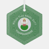 Welsh Flag Angel KerstGreen White Glas Ornament (Voorkant)