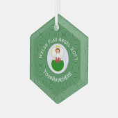 Welsh Flag Angel KerstGreen White Glas Ornament (Voorkant links)