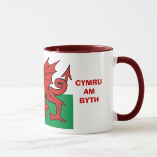Welsh flag, "Cymru am byth",    de rode draak Mok