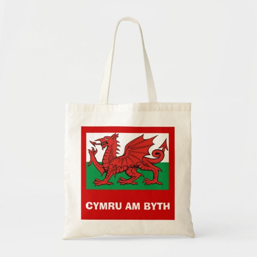 Welsh flag, "Cymru am byth", de rode draak Tote Bag (Voorkant)