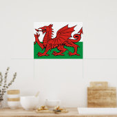 Welsh flag, "Cymru am byth", The red dragon Poster (Keuken)