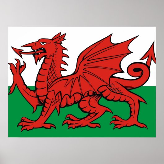 Welsh flag, "Cymru am byth", The red dragon Poster (Voorkant)