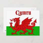 Welsh Flag Cymru Briefkaart (Voorkant / Achterkant)