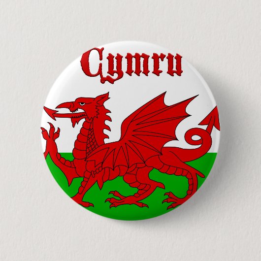 Welsh Flag Cymru Ronde Button 5,7 Cm (Voorkant)