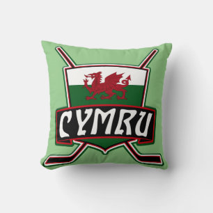 Welsh Flag Ice Hockey Logo Name and Number Kussen