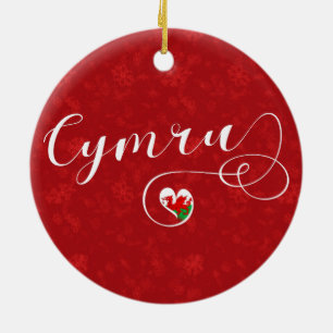 Welsh flag in Heart, Cymru, Wales Keramisch Ornament