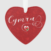 Welsh flag in Heart, Cymru, Wales Ornament (voorkant)