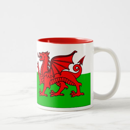 Welsh Flag Tweekleurige Koffiemok (Rechts)