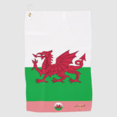 Welsh flag & Wales, monogrammed Cymru/lady Golf Golfhanddoek (Voorkant)