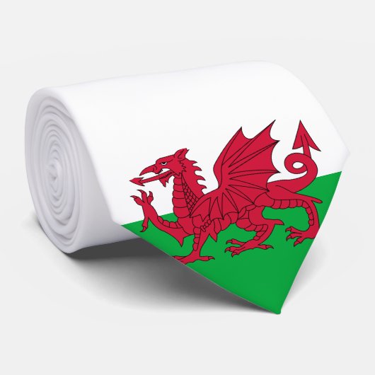 Welsh Flag (Wales) (Welsh Dragon) Stropdas (Opgerold)