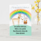 Welsh Language Birthday, met het regenbooggedicht  Kaart (Gele Bloem)