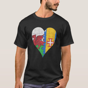 Welsh Madeiran Flag Heart T-shirt