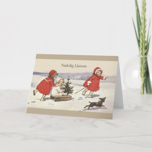Welsh Nadolig Llawen Christmas Kaart (Voorkant)