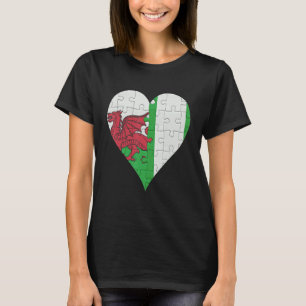 Welsh Nigerian Flag Heart T-shirt