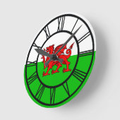 Welsh Red Dragon Wales Flag Ronde Klok (Hoek)