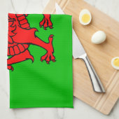Welsh Red Dragon Wales Flag Theedoek (Quarter Fold)