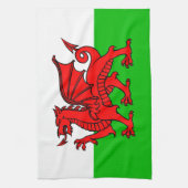 Welsh Red Dragon Wales Flag Theedoek (Verticaal)