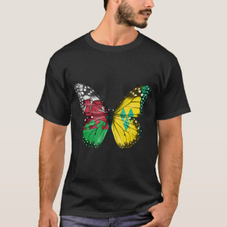 Welsh Saint Vincentive an Flag Butterfly T-shirt