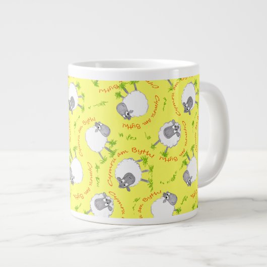 Welsh Sheep, Wales Forever, Jumbo Coffee Mok (Voorkant rechts)