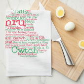 Welsh Slang Word Art Map Kitchen Towel Theedoek (Quarter Fold)