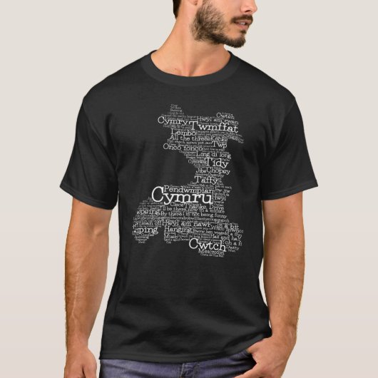 Welsh Slang Word Art Map T-Shirt (Voorkant)