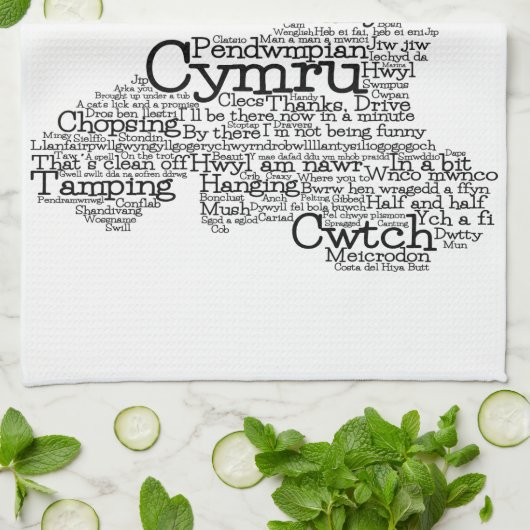 Welsh Slang Word Art Map Theedoek (Gevouwen)
