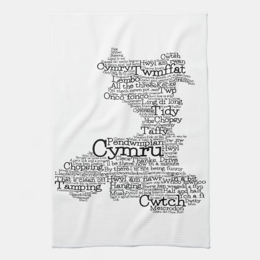 Welsh Slang Word Art Map Theedoek (Verticaal)