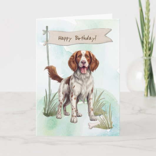 Welsh Springer Spaniel Hond onder verjaardagsbord Kaart (Voorkant)