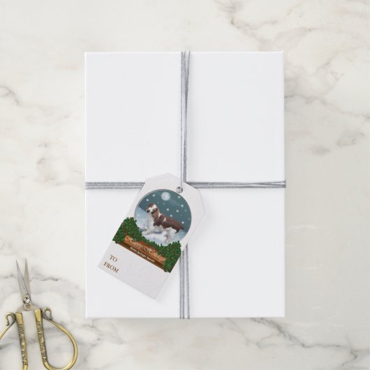 Welsh Springer Spaniel Kerstmis Cadeaulabel (Met Touw)
