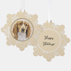 Welsh Springer Spaniel Painting - Original Dog Art Ornament Kaart