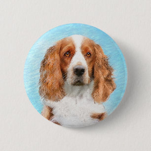 Welsh Springer Spaniel Painting - Original Dog Art Ronde Button 5,7 Cm