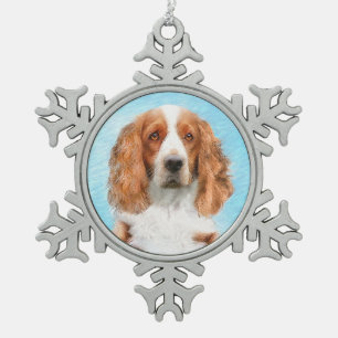 Welsh Springer Spaniel Painting - Original Dog Art Tin Sneeuwvlok Ornament