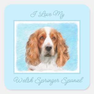 Welsh Springer Spaniel Painting - Original Dog Art Vierkante Sticker