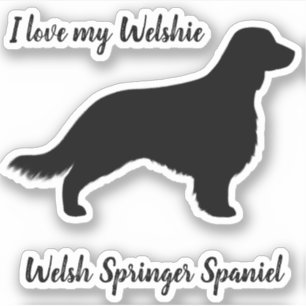 Welsh Springer Spaniel Silhouet met Lange Staart Sticker