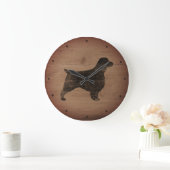 Welsh Springer Spaniel Silhouette Rustic Grote Klok (Huis)